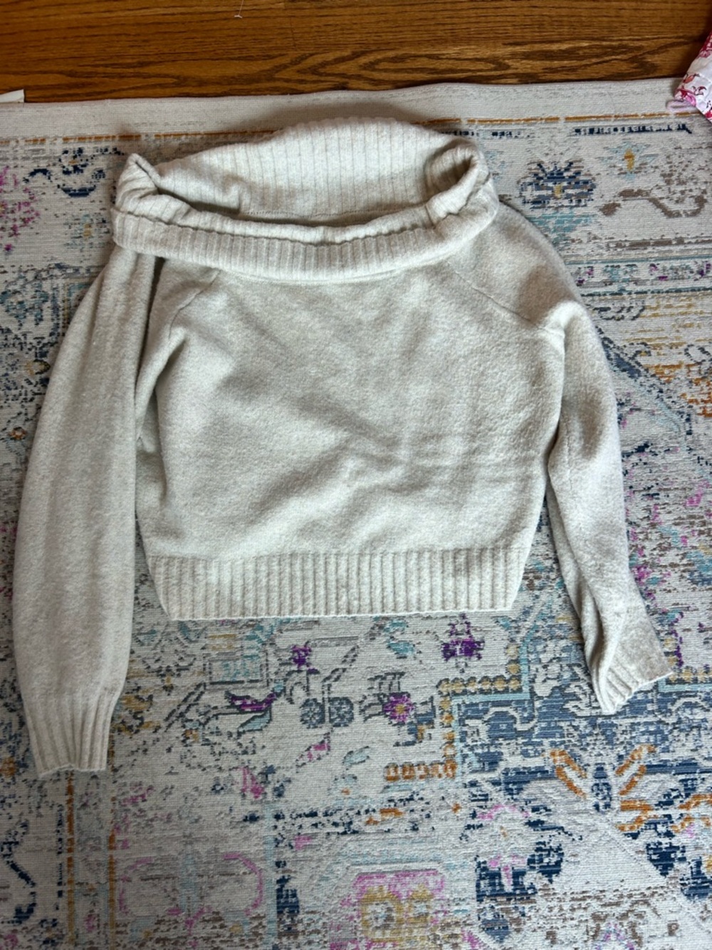 Hollister Off-Shoulder Cream Ribbed Sweater